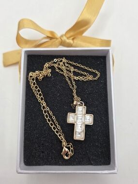 Park Lane gold-tone crystal cross necklace